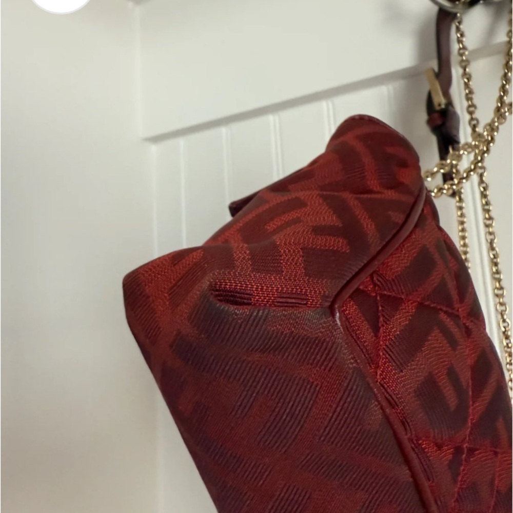 Fendi Red Shoulder Bag with Monogram and Gold Hardware - Picture 8 of 16